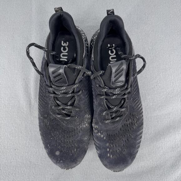 Adidas Alphabounce Suede Leather Sneakers Mens 9 Black Speckled Running‎ Shoes